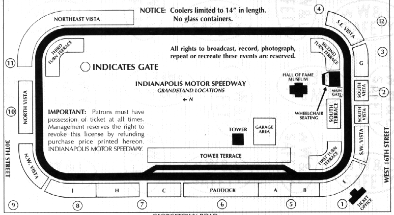 Indianapolis Motor Speedway Seating Chart